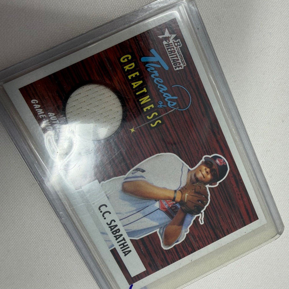 2004‎ Bowman Heritage CC Sabathia Threads of Greatness Game-Worn Jersey TG-CS